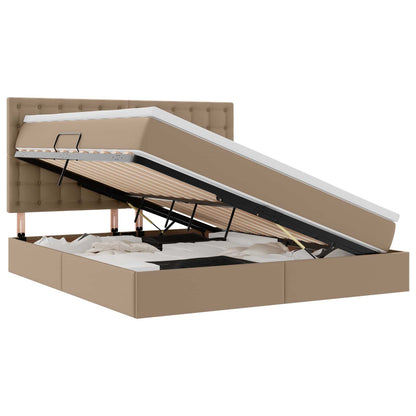 Letto con contenitore e LED con led Cappuccino 160 x 200 cm