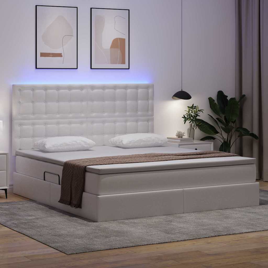 Letto con contenitore e LED con led Bianco Puro 180 x 200 cm