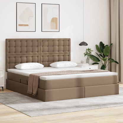 Letto con contenitore e LED con led Cappuccino 180 x 200 cm
