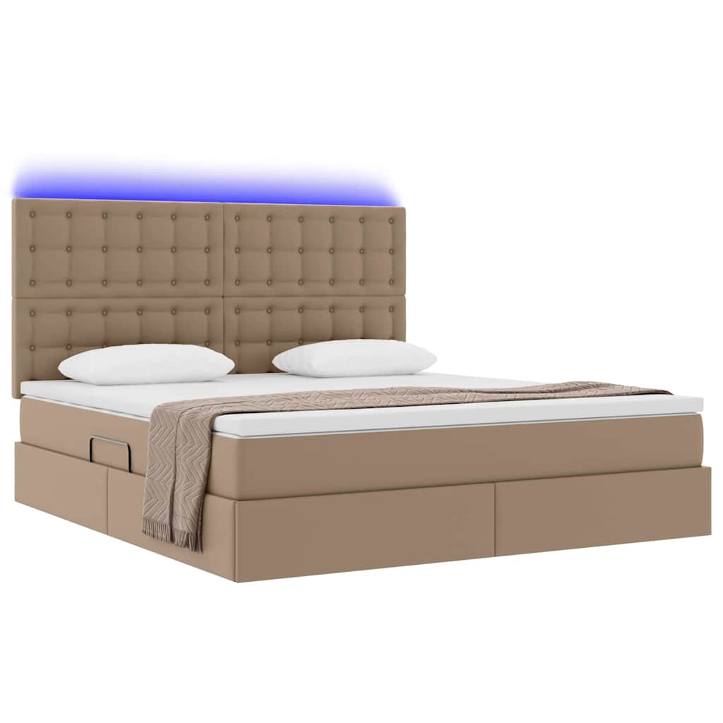 Letto con contenitore e LED con led Cappuccino 180 x 200 cm