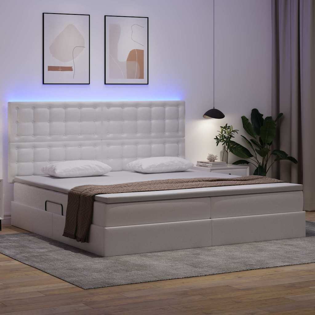 Letto con contenitore e LED con led Bianco Puro 200 x 200 cm