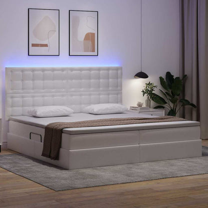 Letto con contenitore e LED con led Bianco Puro 200 x 200 cm
