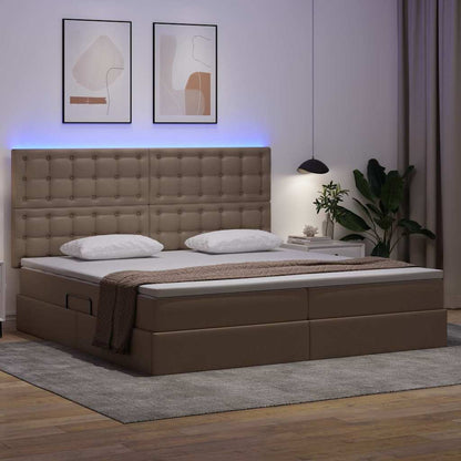 Letto con contenitore e LED con led Cappuccino 200 x 200 cm