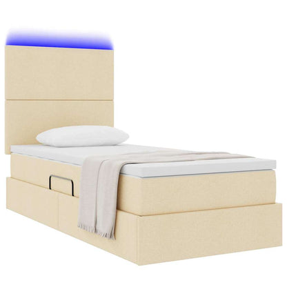 Letto con contenitore e LED Crema 100 x 200 cm Poliestere