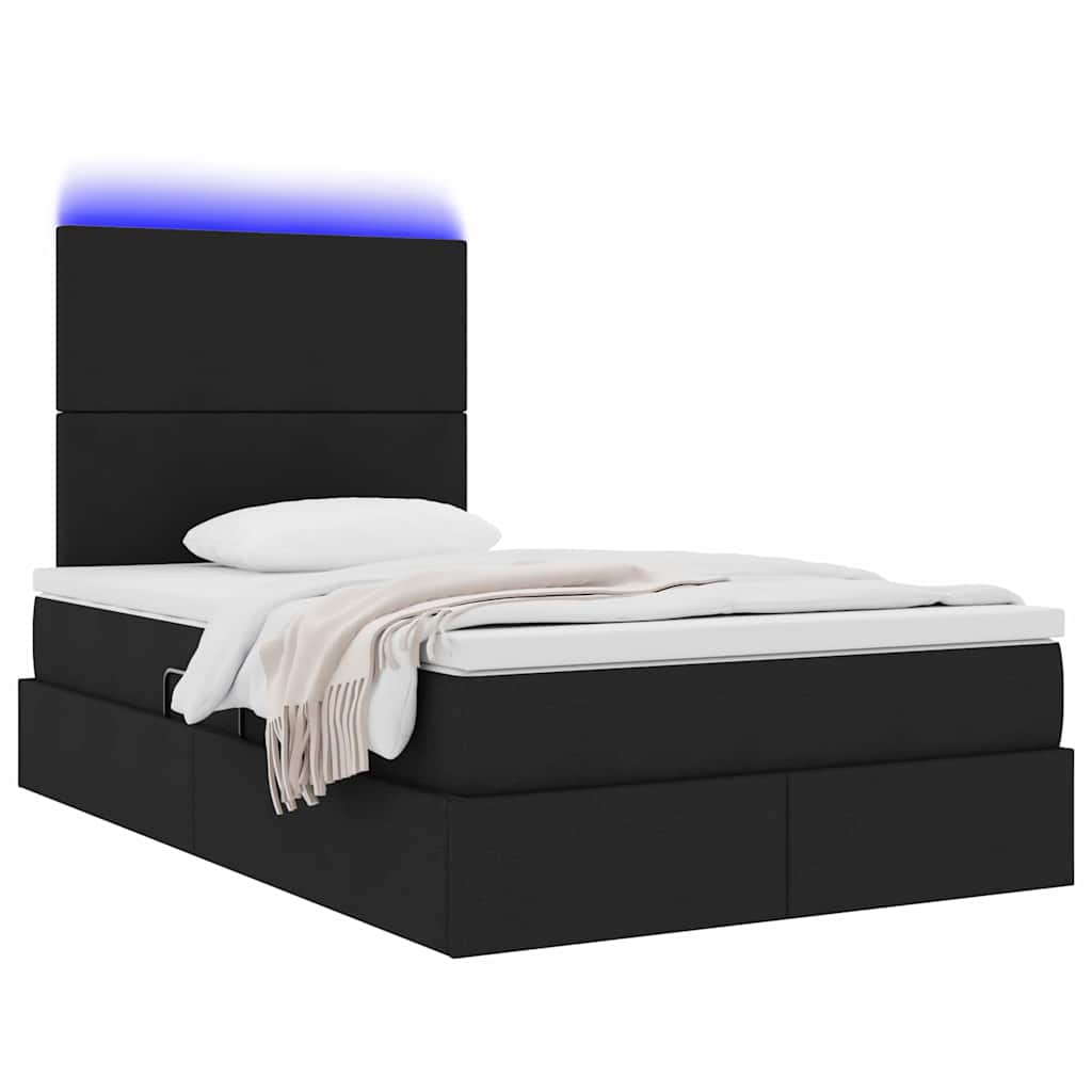 Letto con contenitore e LED Nero 120 x 190 cm Poliestere