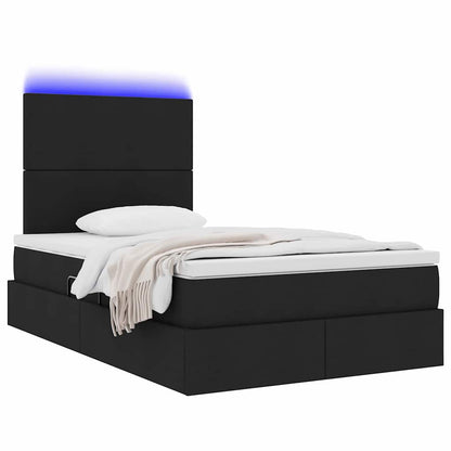 Letto con contenitore e LED Nero 120 x 190 cm Poliestere