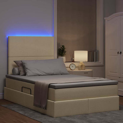 Letto con contenitore e LED Crema 120 x 190 cm Poliestere
