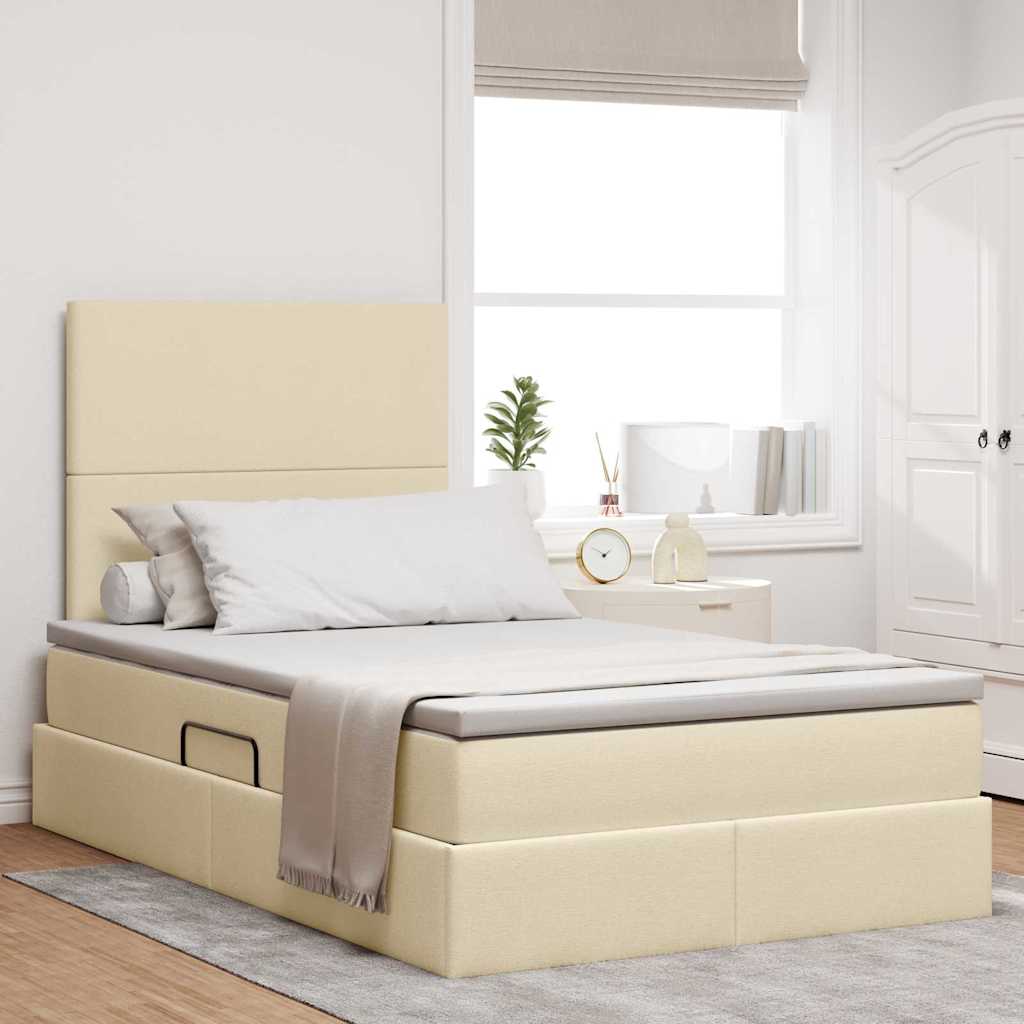 Letto con contenitore e LED Crema 120 x 190 cm Poliestere