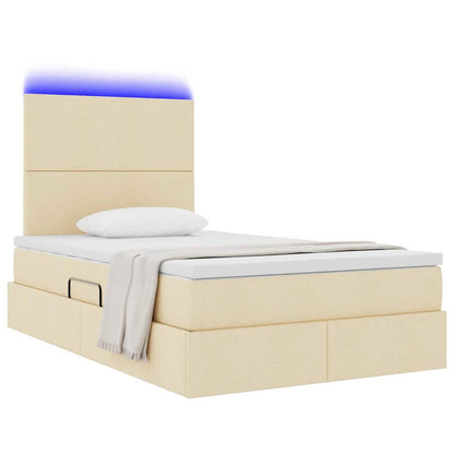 Letto con contenitore e LED Crema 120 x 190 cm Poliestere