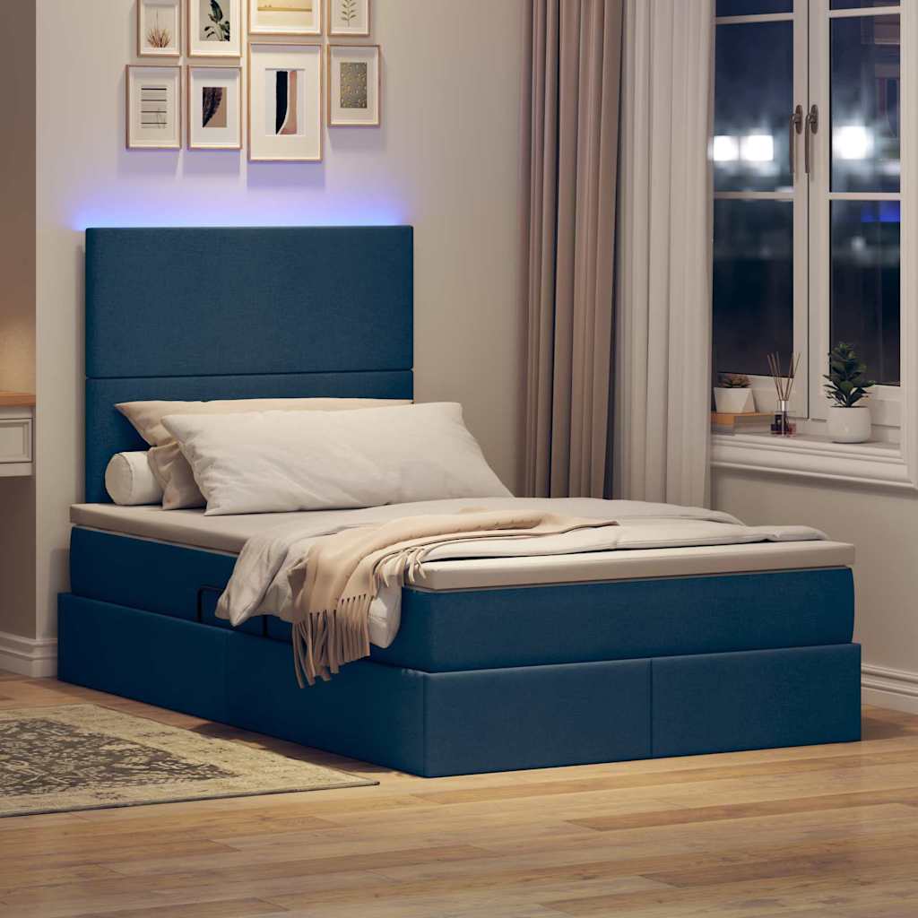 Letto con contenitore e LED con led Blu 120 x 190 cm Poliestere