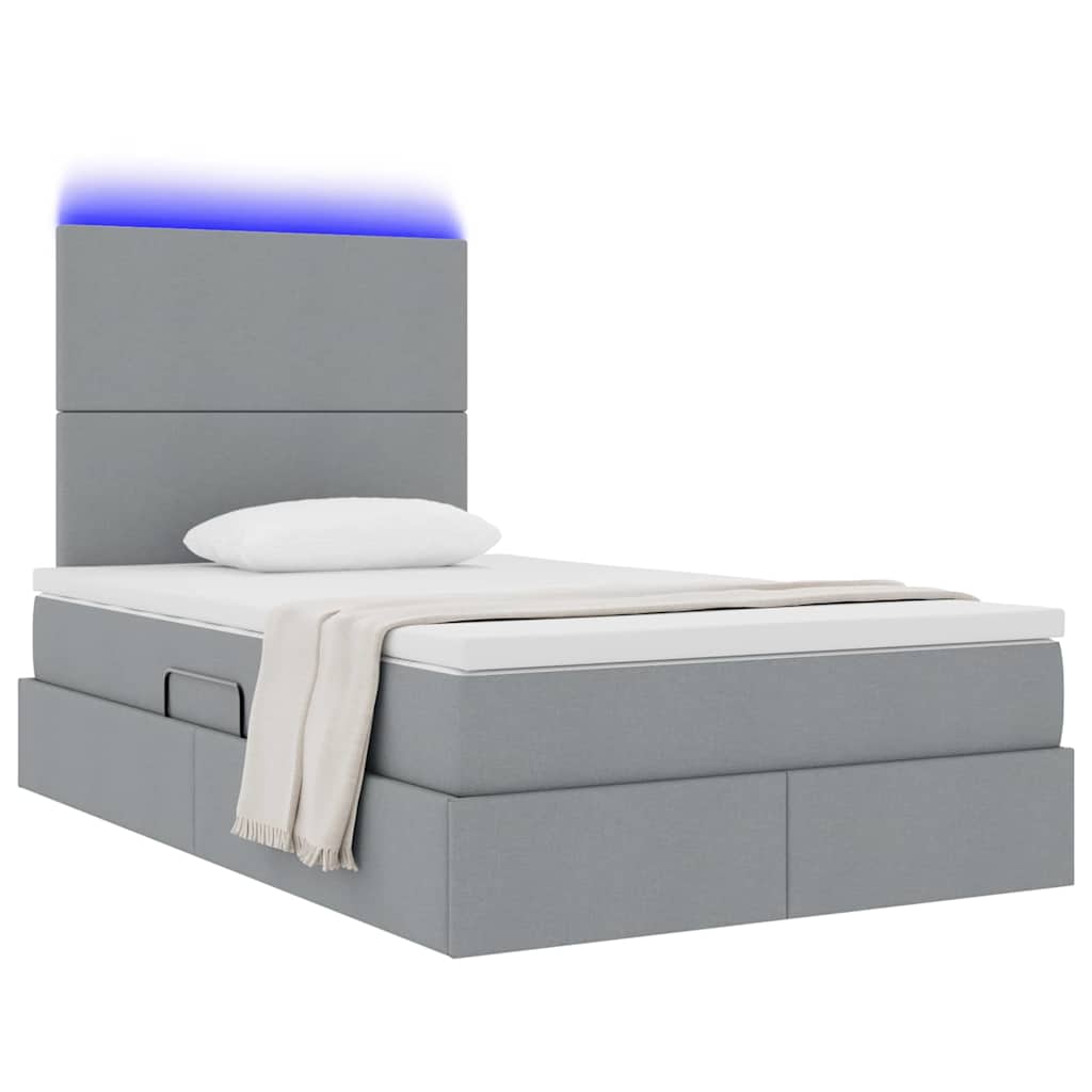 Letto con contenitore e LED con led Grigio chiaro 120 x 200 cm