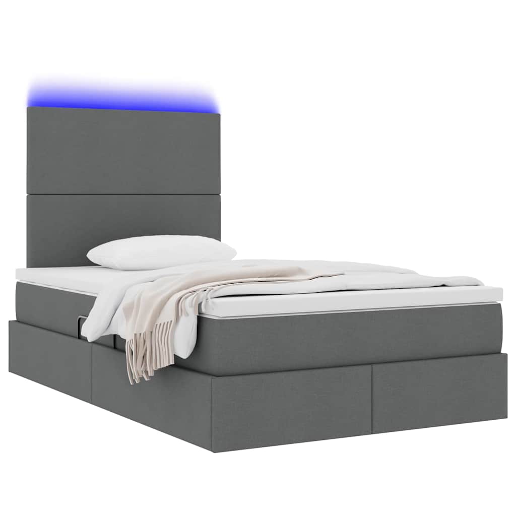 Letto con contenitore e LED con led Grigio scuro 120 x 200 cm