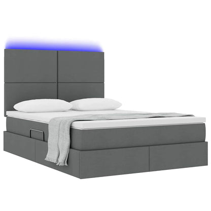 Letto con contenitore e LED con led Grigio scuro 140 x 190 cm