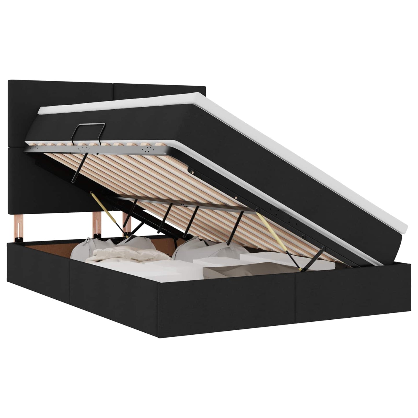 Letto con contenitore e LED Nero 140 x 190 cm Poliestere