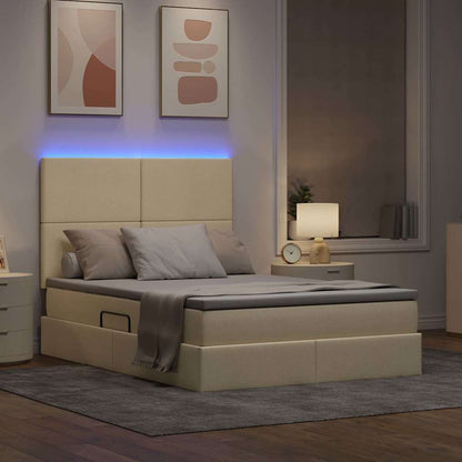 Letto con contenitore e LED Crema 140 x 190 cm Poliestere