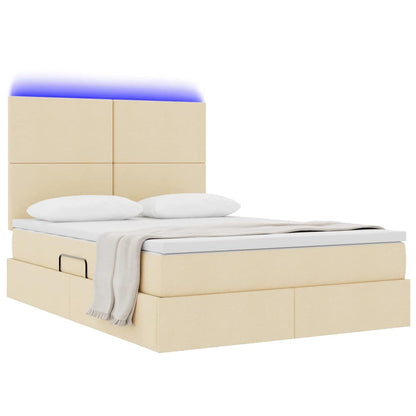 Letto con contenitore e LED Crema 140 x 190 cm Poliestere