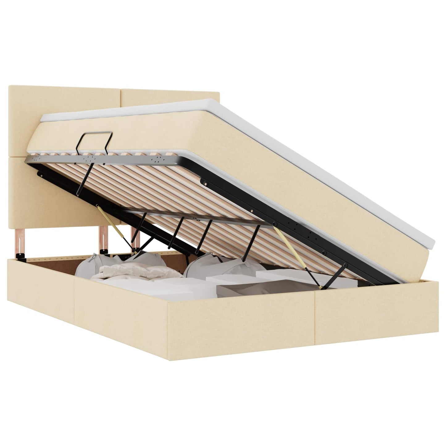 Letto con contenitore e LED Crema 140 x 200 cm Poliestere