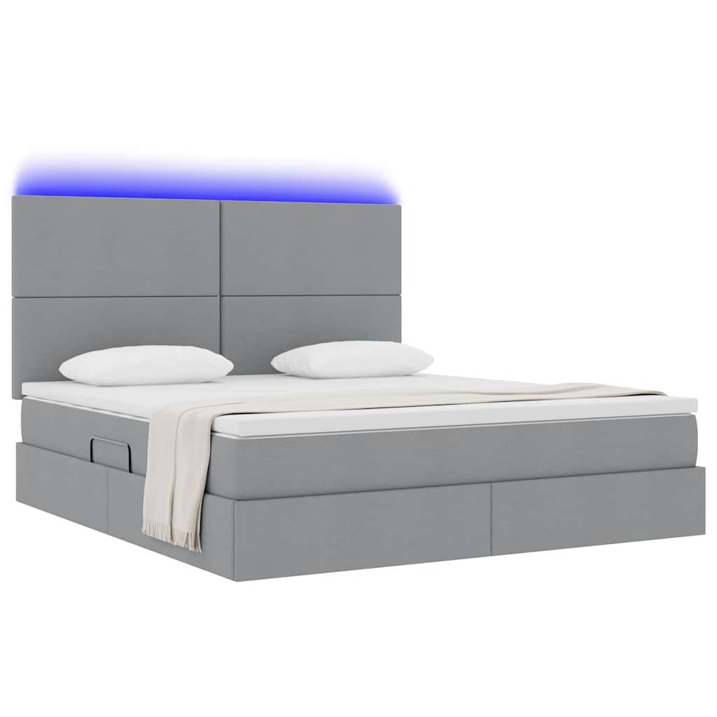 Letto con contenitore e LED con led Grigio chiaro 160 x 200 cm