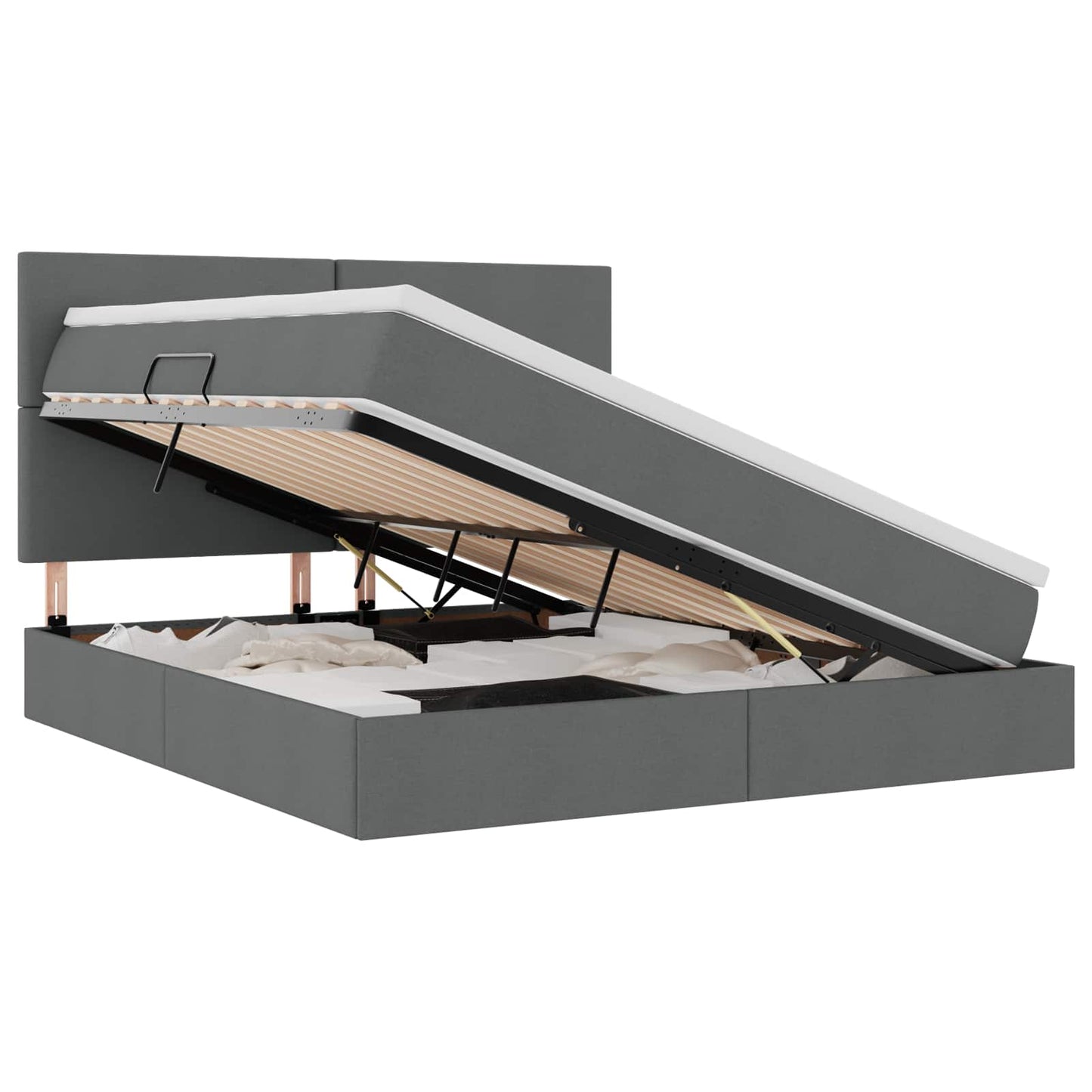 Letto con contenitore e LED con led Grigio scuro 160 x 200 cm