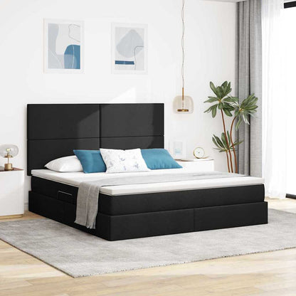 Letto con contenitore e LED Nero 160 x 200 cm Poliestere