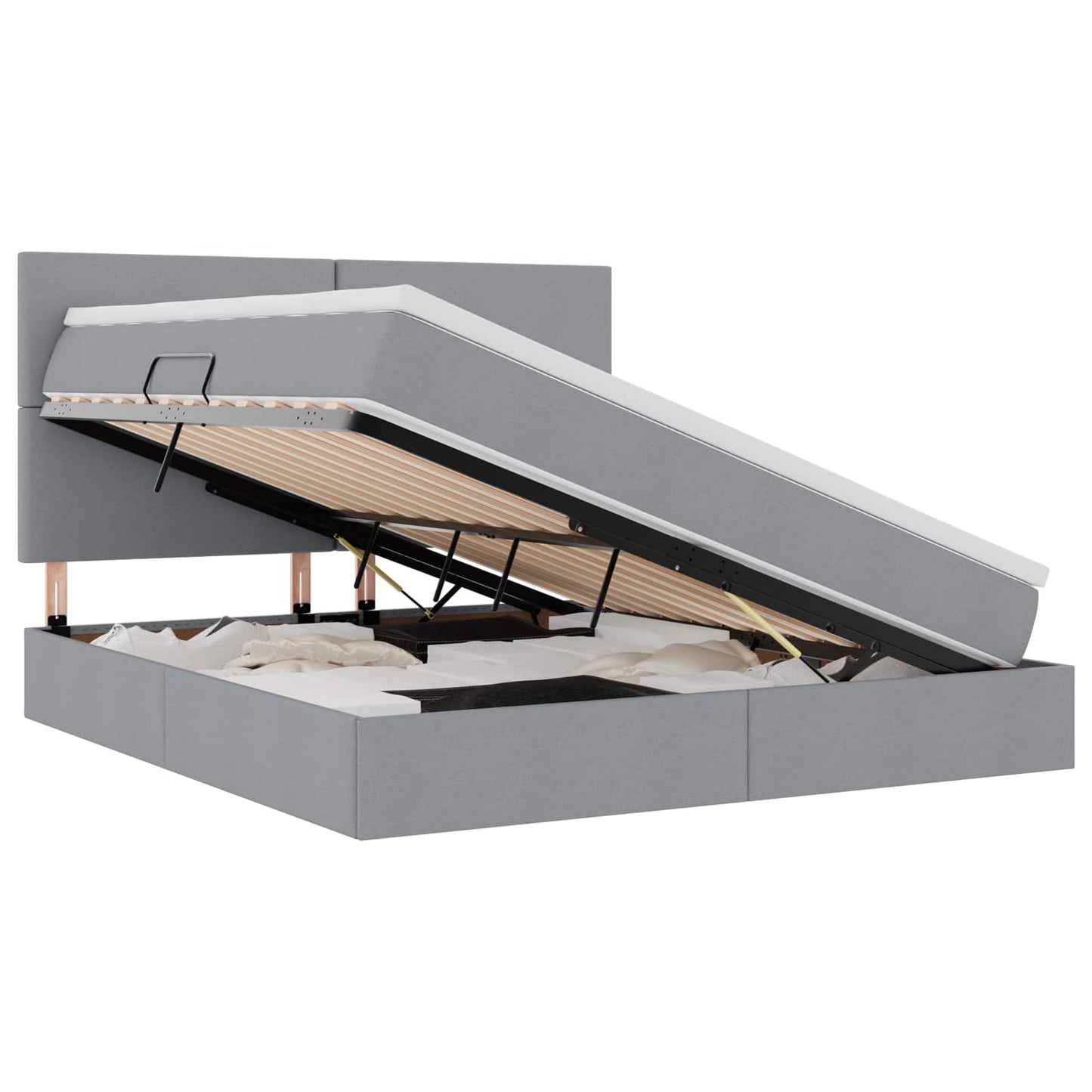 Letto con contenitore e LED con led Grigio chiaro 180 x 200 cm