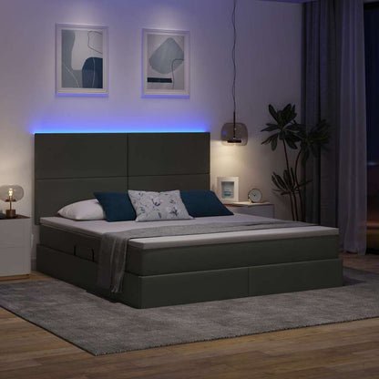 Letto con contenitore e LED con led Grigio scuro 180 x 200 cm