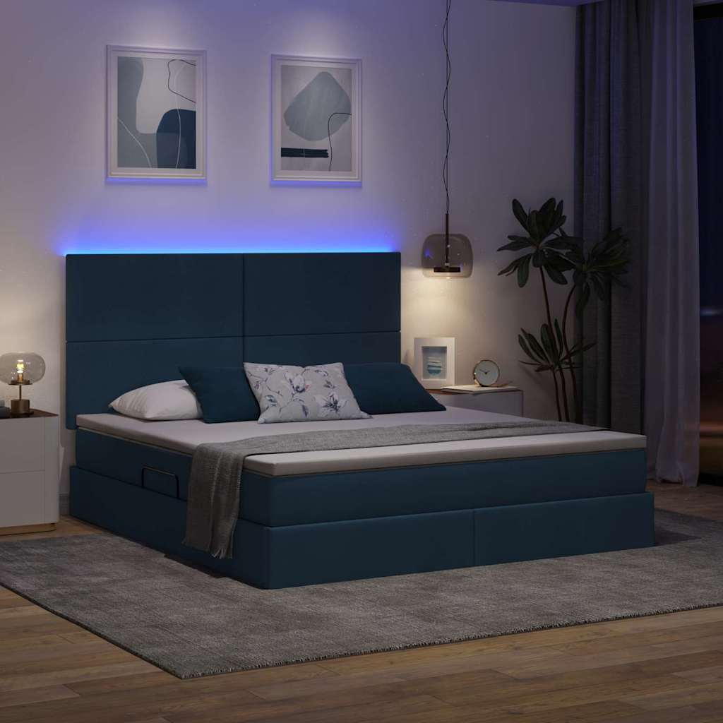 Letto con contenitore e LED con led Blu 180 x 200 cm Poliestere