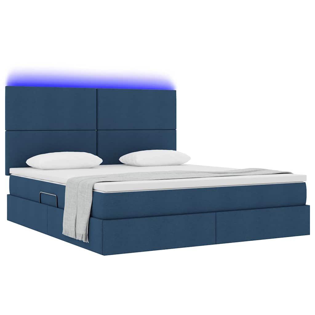Letto con contenitore e LED con led Blu 180 x 200 cm Poliestere