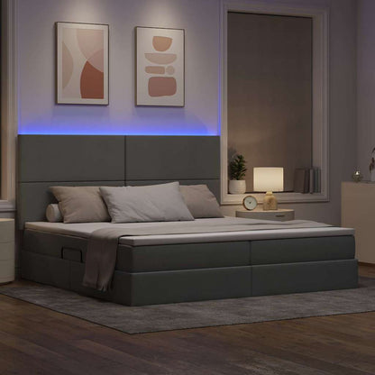 Letto con contenitore e LED con led Grigio chiaro 200 x 200 cm