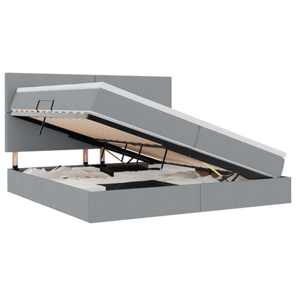 Letto con contenitore e LED con led Grigio chiaro 200 x 200 cm