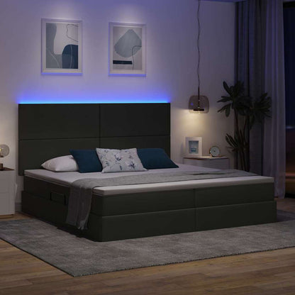 Letto con contenitore e LED con led Grigio scuro 200 x 200 cm