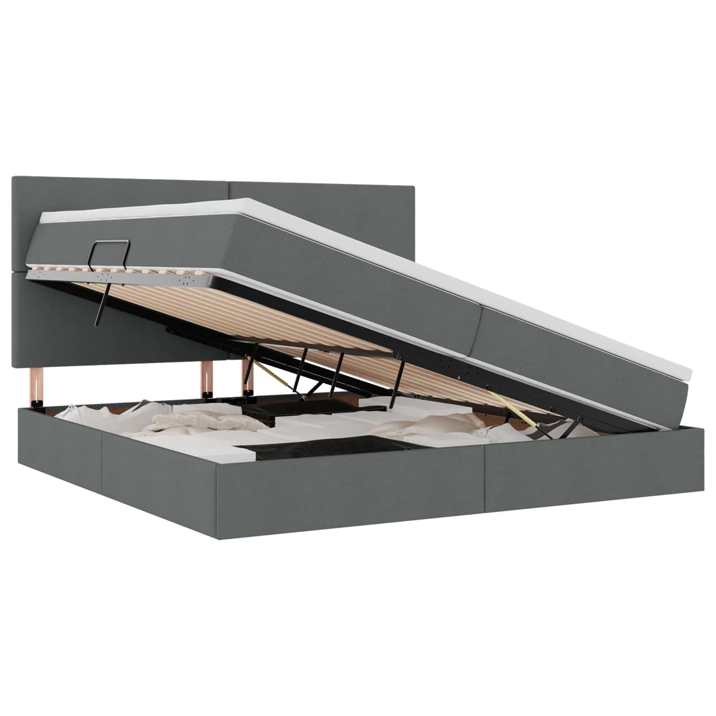 Letto con contenitore e LED con led Grigio scuro 200 x 200 cm