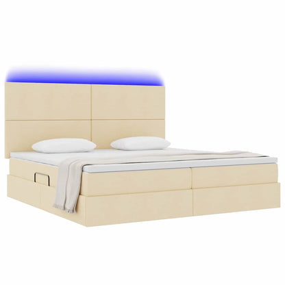 Letto con contenitore e LED Crema 200 x 200 cm Poliestere