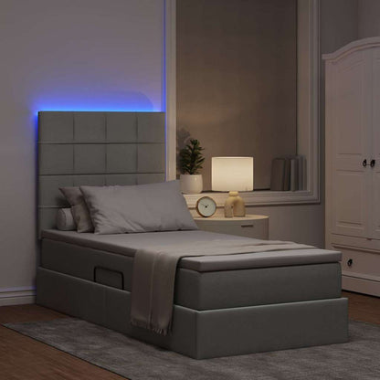 Letto con contenitore e LED con led Grigio chiaro 90 x 190 cm