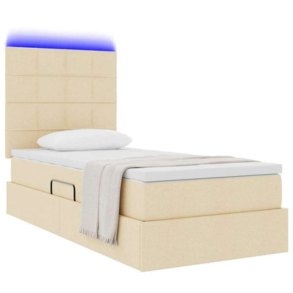 Letto con contenitore e LED Crema 90 x 190 cm Poliestere