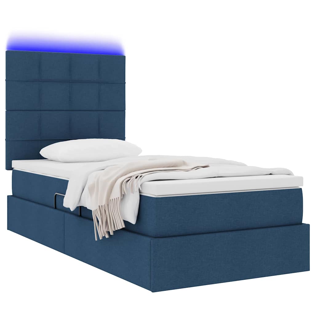 Letto con contenitore e LED con led Blu 90 x 190 cm Poliestere