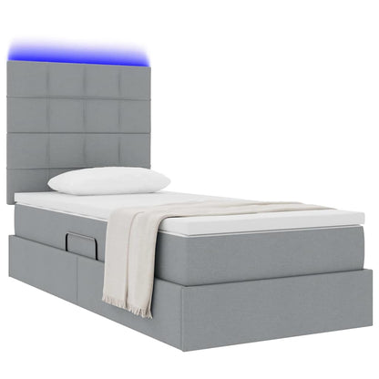 Letto con contenitore e LED con led Grigio chiaro 100 x 200 cm