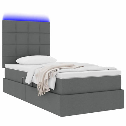 Letto con contenitore e LED con led Grigio scuro 100 x 200 cm