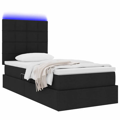 Letto con contenitore e LED Nero 100 x 200 cm Poliestere