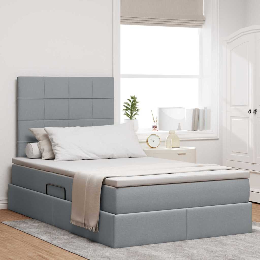 Letto con contenitore e LED con led Grigio chiaro 120 x 190 cm