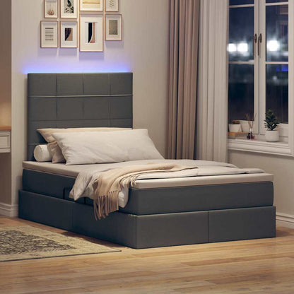 Letto con contenitore e LED con led Grigio scuro 120 x 190 cm