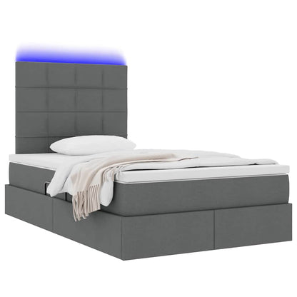 Letto con contenitore e LED con led Grigio scuro 120 x 190 cm