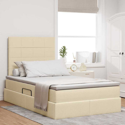 Letto con contenitore e LED Crema 120 x 190 cm Poliestere