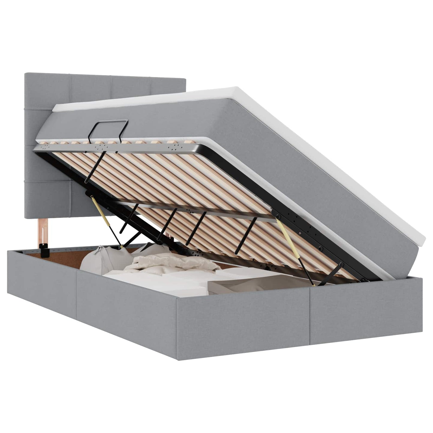 Letto con contenitore e LED con led Grigio chiaro 120 x 200 cm