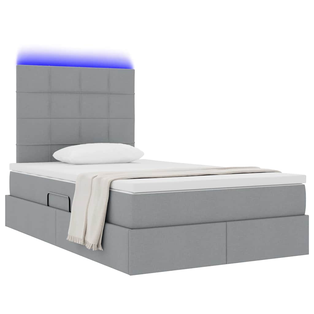 Letto con contenitore e LED con led Grigio chiaro 120 x 200 cm