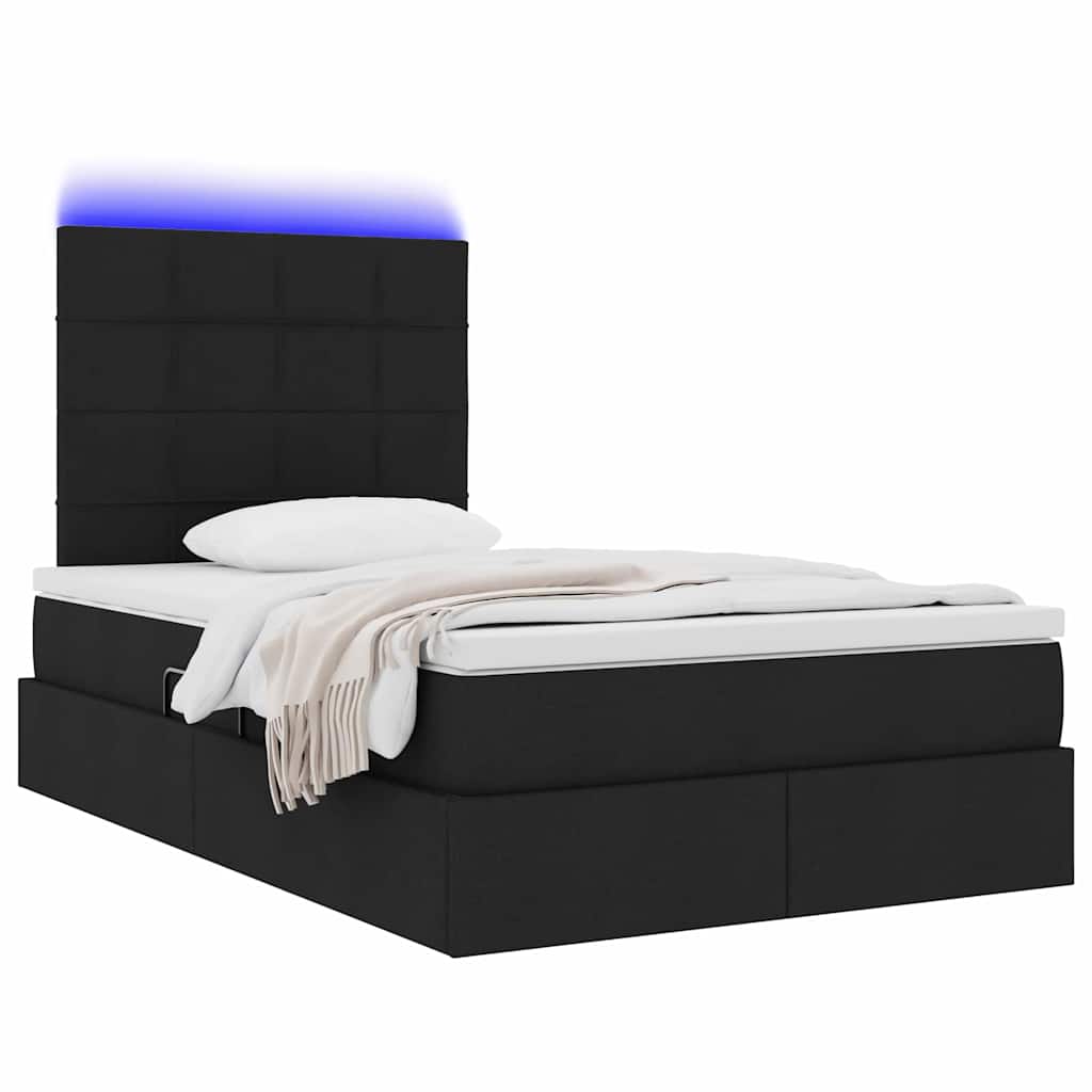Letto con contenitore e LED Nero 120 x 200 cm Poliestere
