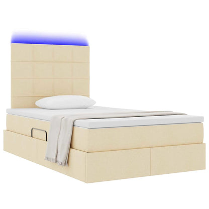 Letto con contenitore e LED Crema 120 x 200 cm Poliestere
