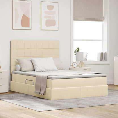 Letto con contenitore e LED Crema 140 x 200 cm Poliestere