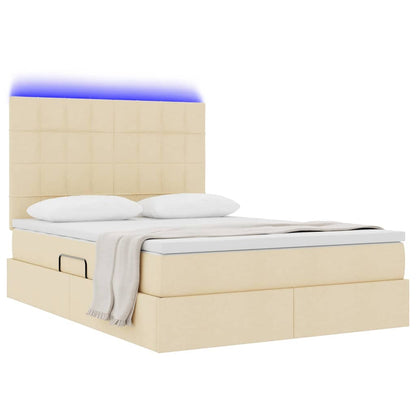 Letto con contenitore e LED Crema 140 x 200 cm Poliestere