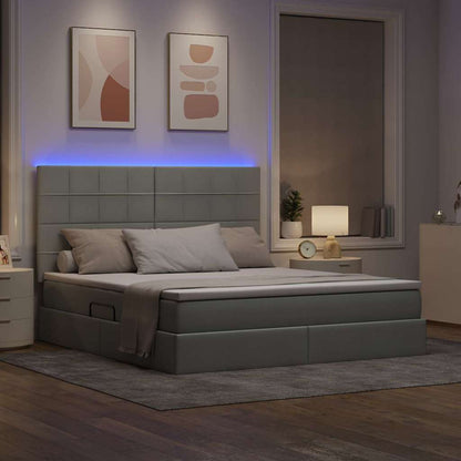 Letto con contenitore e LED con led Grigio chiaro 160 x 200 cm